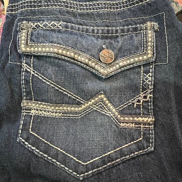 Axe & Crown Boot Fit Denim Jeans Men 38x32 Dark Wash Flap Pocket Contrast Stitch - Picture 8 of 14